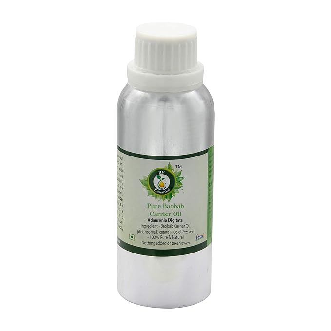 R V Essential Baobab Oil | Adansonia Digitata | for Face | for Dry Skin | for Hair, Scalp Massage, Body, Lips, Nails, Moisturizing, Unrefined | 100% Pure Natural | Cold Pressed | 630ml | 21oz