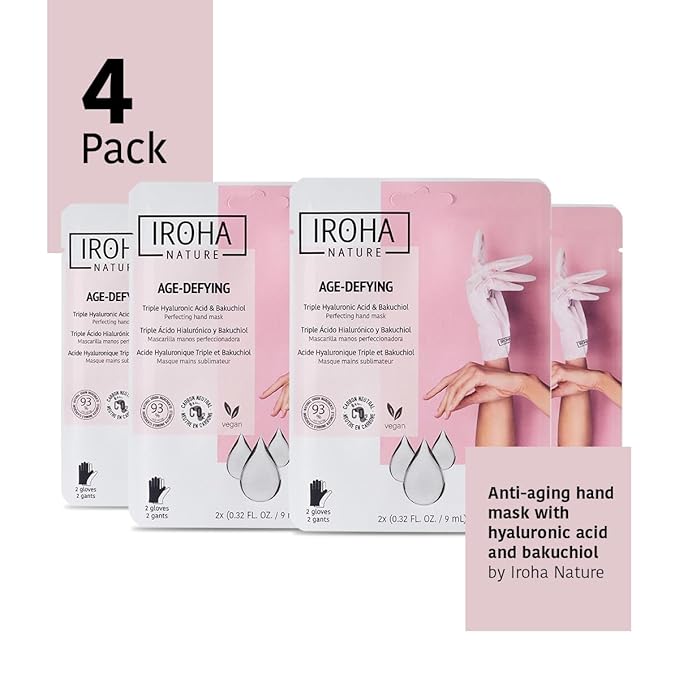 Anti-Aging Hand Mask (4 pairs) + Anti-Aging Face Mask (5 Masks)- Anti-Aging Hand Mask with Hyaluronic Acid and Bakuchiol & Anti-Aging Skin Care Mask- (Total bundle 9 pieces)