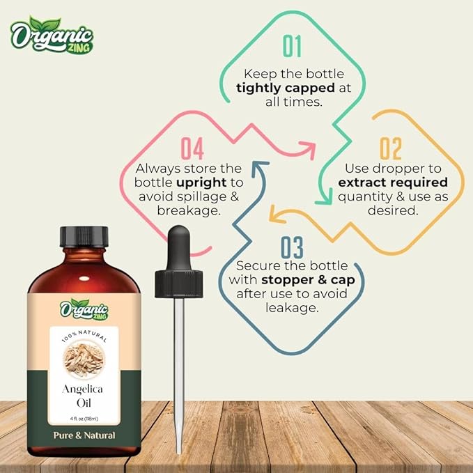 Angelica (Angelica Archangelica) Oil | Pure & Natural Essential Oil for Skincare, Massage, Aroma & Diffusers - 118ml/3.99fl oz