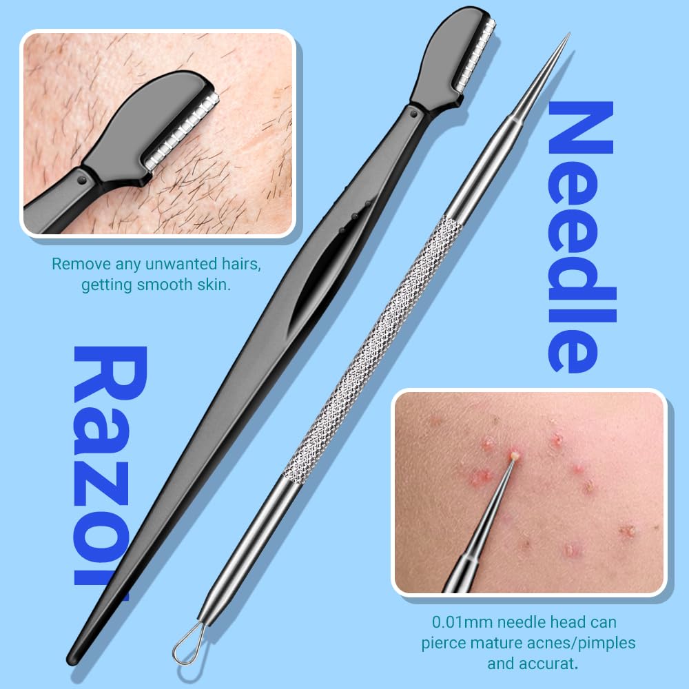 TsMADDTs Blackhead Remover Pimple Extractor Acne Treatment Tool, Comedones Removal Kit for Blemish, Whitehead, 8 Pcs Pimple Popper Tool Kit for Facial and Nose