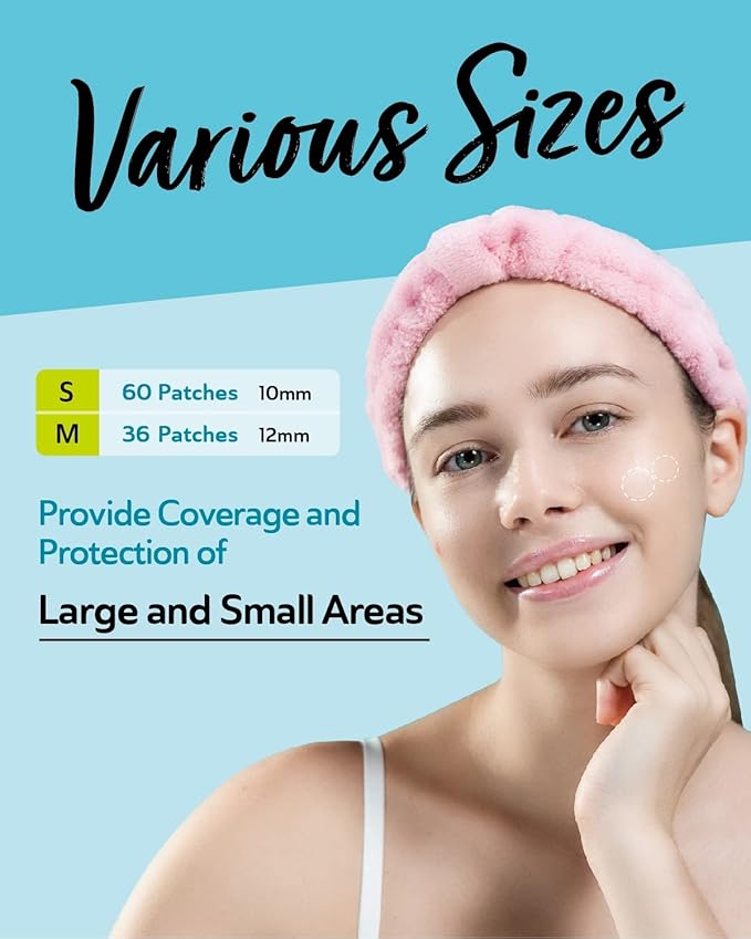Ultra Invisible Acne Patches Salicylic Acid Acne Patches for Cystic Acne Blemish Patches Hydrocolloid Patches Zit Patches - Day and Night Use UPGRADED (Acne Specialist 96 Count 2 Sizes)