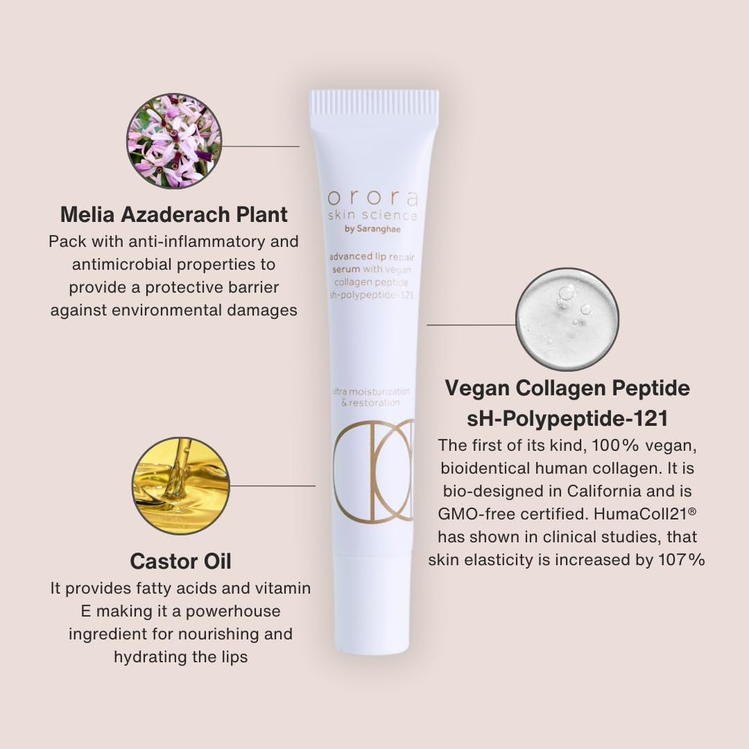 Advanced Lip Repair Serum – Vegan Collagen Peptide & Hydration – Smooths, Softens & Enhances Lip Texture – 0.5 fl oz by Saranghae