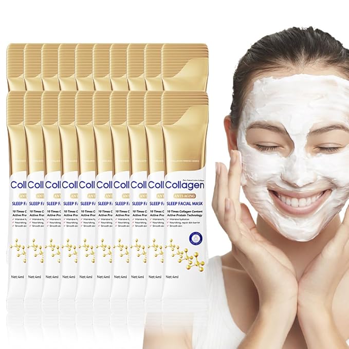 10X Collagen Anti-Aging Sleep Mask β Active Protein Technology β Intensive Hydration, Reduces Sagging & Dullness, Skin Care, Smooth & Whitilight, Cruelty-free (20PCS-Sleep Facial Mask)