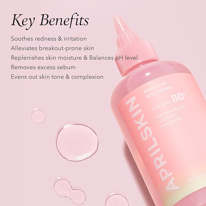 APRILSKIN Pink Aloe Facial Polish Cleanser with Vita Toner and Mucin Serum