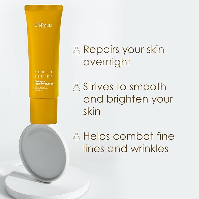Skin Chemists Collagen Anti Aging Night Moisturiser | Anti Aging Skin Care Face Moisturiser Cream Enriched with Plant-Based Collagen, Marine Amino Acids & Coconut Oil - Daily Anti Aging Skin care 50ml