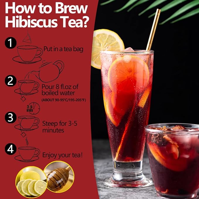 Premium Hibiscus Tea Bags,100 Tea Bags/7.06 Oz,100% Pure Dried Hibiscus Flower,Natural & No Additives,Caffeine Free.