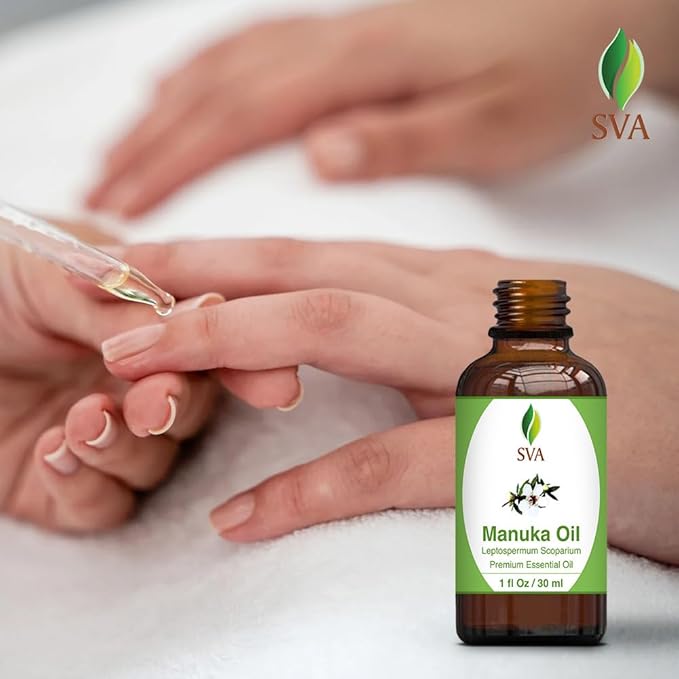 SVA Manuka Essential Oil – 1 Fl Oz – 100% Natural Manuka Oil - for Diffuser, Hair Care, Face, Skin Care, Aromatherapy, Scalp and Body Massage, Soap and Candle Making – with Dropper