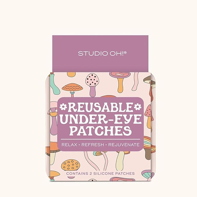 Studio Oh! Reusable Under-Eye Patches, Puffy Eyes Treatment and Under Eye Masks Skincare, 100% Silicone Eye Patches, Pairs with Favorite Serums or Creams, Mushroom Melody