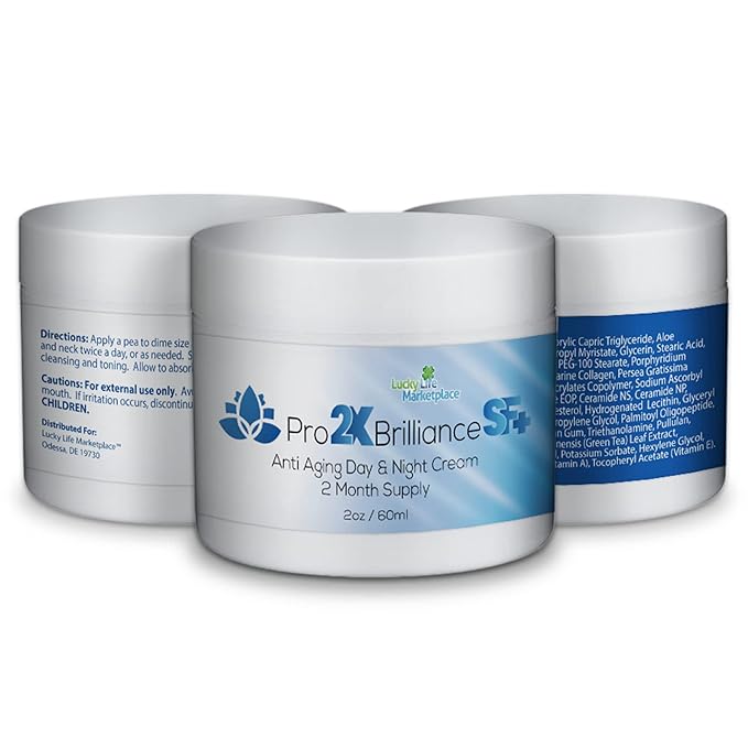 Pro 2x Brilliance SF + Cream - Anti Aging Day & Night Cream - 2 Month Supply - Skin Firming Face Cream - Reduce Wrinkles Appearance - Promote Long-Lasting Hydration - Help Improve Uneven Skin Tone