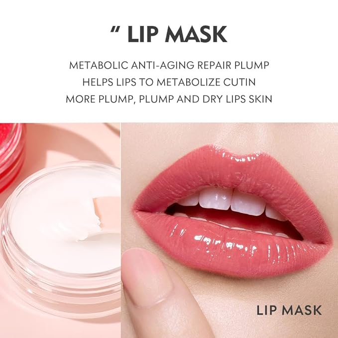 Pudaier Lip Care Kit, Hydrating Lip Glow Oil, Moisturizing Lip Mask, Exfoliating Lip Scrub, 3 Pcs Lip Care Plumping Makeup Set for Shiny and Nourishing Lips, Dry Lips Treatment