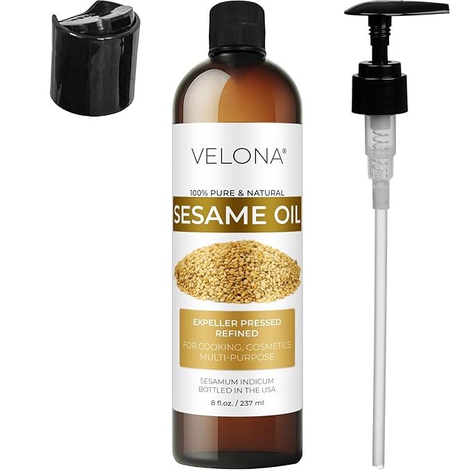 velona Sesame Seed Oil 8 fl oz | 100% Pure and Natural Carrier Oil | Refined, Expeller Pressed | Cooking, Skin, Hair, Body & Face Moisturizing | Use Today - Enjoy Results