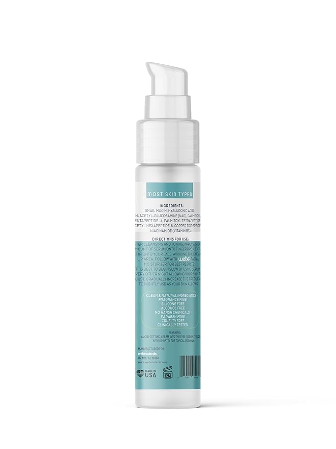 WEBE Brightening Duo Face Serum with Snail Mucin, Niacinamide, Copper Tripeptide-1, Hyaluronic Acid & Peptides – Hydrating, Brightening, and Firming Serum for Radiant Skin