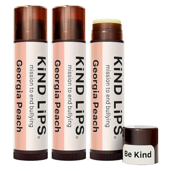 Georgia Peach Lip Balm 3-Pack – Organic Natural Lip Balm for Dry Cracked Lips – Gluten & Grain Free Clean Chapstick Alternative – Made in USA with Jojoba Oil – Kind Lips