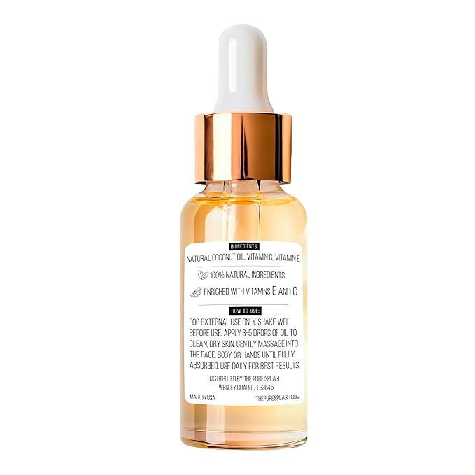 Coconut Oil with Vitamins C and E – Deep Hydration & Skin Nourishment | Lightweight, Non-Greasy Formula for Face, Body & Hair | 60ml