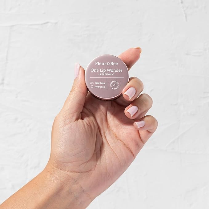 Peptide Lip Treatment with Anti-Aging Benefits | Clean, 100% Vegan, Cruelty Free | Restorative Repair For Dry Lips That Visibly Plumps and Hydrates | One Lip Wonder by Fleur & Bee (0.17 oz)