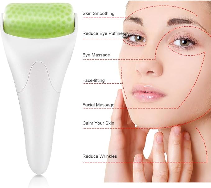 Ice Roller for Face & Eye Puffiness Migraine Relief, Ice Face Rollers for Women Facial Massager, Minor Injury, Headaches Relief, Anti Wrinkle Skin Care Product