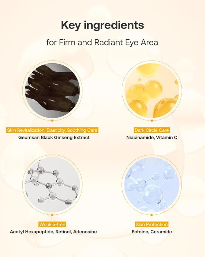 Geumsan Black Ginseng Peptide Under Eye Patches for Dark Circles & Wrinkles (2 Patches) | Hydrocolloid Eye Mask for Firming & Hydration | Korean Skincare | Deep Absorption Technology