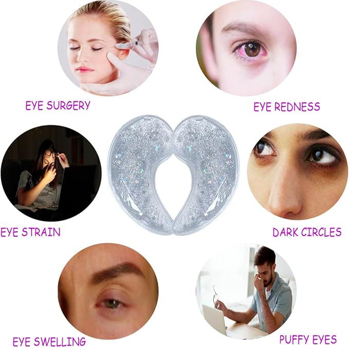 Reusable Gel Eye Ice Pack, Cooling Eye Pad, Hot & Cold Treatment for Eye Strain, Eye Swelling, Eye Redness, Puffy Eyes, Dark Circles, Smooth Fine Lines, and Eye Recover Surgery. (Clear & 10PCS)