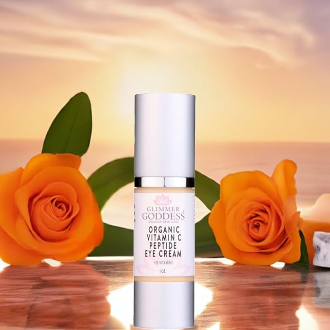 Glimmer Goddess Organic Peptide Eye Serum with Vitamin C – Hydrating & Revitalizing, 1 oz