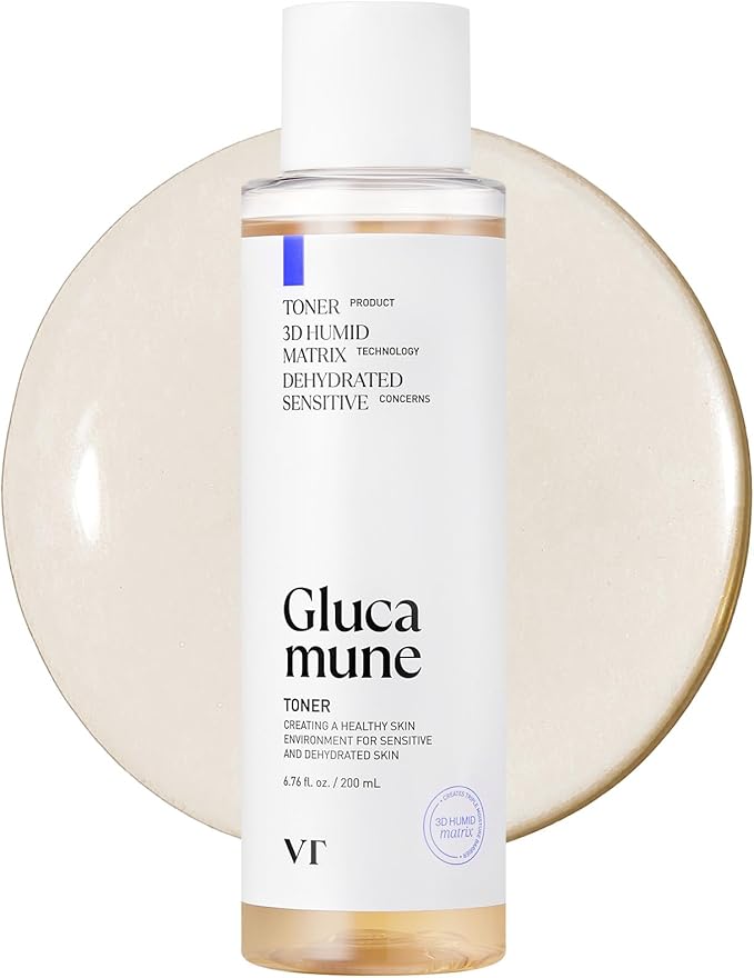 VT COSMETICS Glucamune Facial Toner with Vegan Mucin, Hydrating & Soothing for Dry, Sensitive, and Combination Skin, Korean Skincare, Fragrance-Free