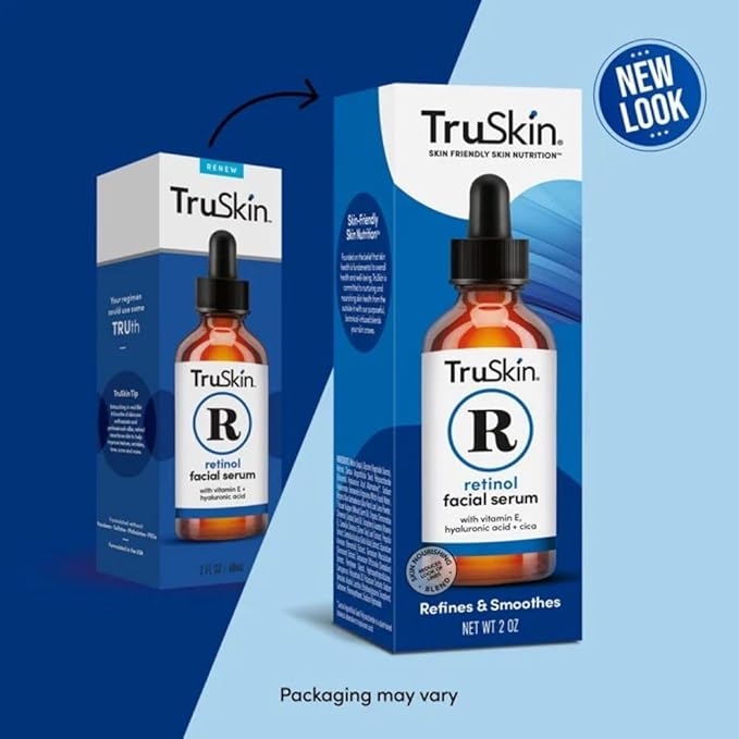 TruSkin Retinol Serum for Face – Gentle Anti-Aging Serum with Retinol, Hyaluronic Acid, and Vitamin E for a More Youthful Feel – Skin Care Made to Improve Look of Fine Lines, Wrinkles, 2 fl oz