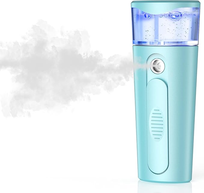 Nano Face Mister, Facial Steamer, USB Rechargeable Cool Mist Sprayer, 40ml Visual Water Tank, Face Mist for Eyelash Extensions, Facial Deep Cleaning, Makeup (Blue)