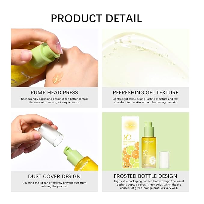 NICEFACE Green Tangerine Vitamin C Face Serum - Facial Serum with Vitamin C, Niacinamide & More - Brightening Serum for Dark Spots, Balancing Skin Tone, and Lightening Acne Marks (50ml), transparent