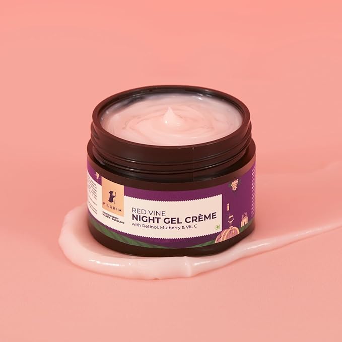 Red Vine Night Gel Crème | Anti-Aging Night Cream with Vitamin C, Retinol & Mulberry | Reduces Wrinkles & Fine Lines | Hydrates, Restores & Improves Skin Texture | 1.76 Oz (50g)
