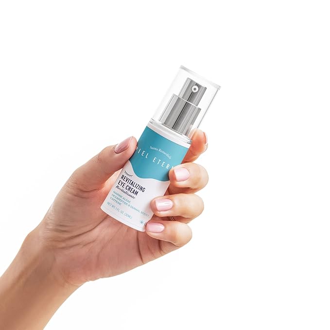 Santo Remedio, Piel Eterna, Revitalizing Eye Cream, Illuminating Eye Cream, Helps Reduce Dark Circles, Contains Marina Algae, Caffeine, Aloe, Hyaluronic Acid, Vitamin E, For All Skin Types, 1 Fl. Oz.