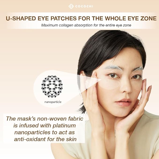 2 Steps Brightening Facial Mask Pack of 5 and U-Shaped Firming Eye Patches 5 Pairs, Under Eye Collagen Mask Pads for Puffy Eyes and Dark Circles, Japanese Skincare for All Skin Type
