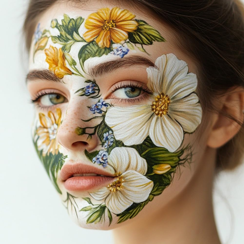 4pcs Face Painting Practice Board Kits A4 Reusable Makeup Paint Practice Board Facial Painting Excersize Template Stage Make-up Look Designs Tool Paint Supplies for Makeup Beginner