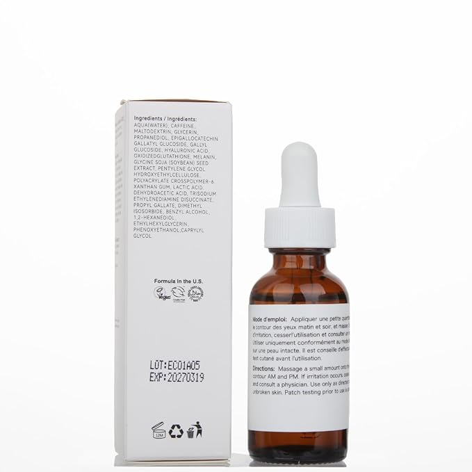 Caffeine Solution 5% + EGCG, Caffeine Eye Serum For Face, Moisturizing Under Eye Solution For Reduces Dark Circles & Puffiness, 30ML (1, 2PC)