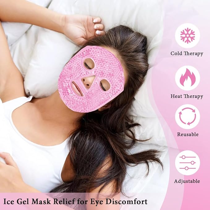 Cooling Eye Mask Face Mask and Eye Ice Roller Silicone Mask Covers 5Pack Beauty Skin Care Tools Set, Eye Mask for Dry Eyes Face Depuffer Wrinkles and Lifting