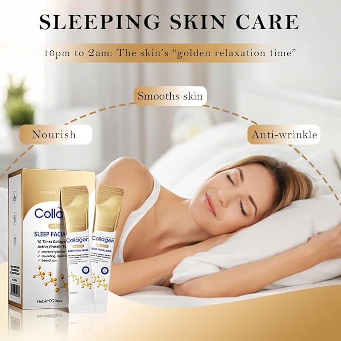 10X Collagen Anti-Aging Sleep Mask β Active Protein Technology β Intensive Hydration, Reduces Sagging & Dullness, Skin Care, Smooth & Whitilight, Cruelty-free (20PCS-Sleep Facial Mask)