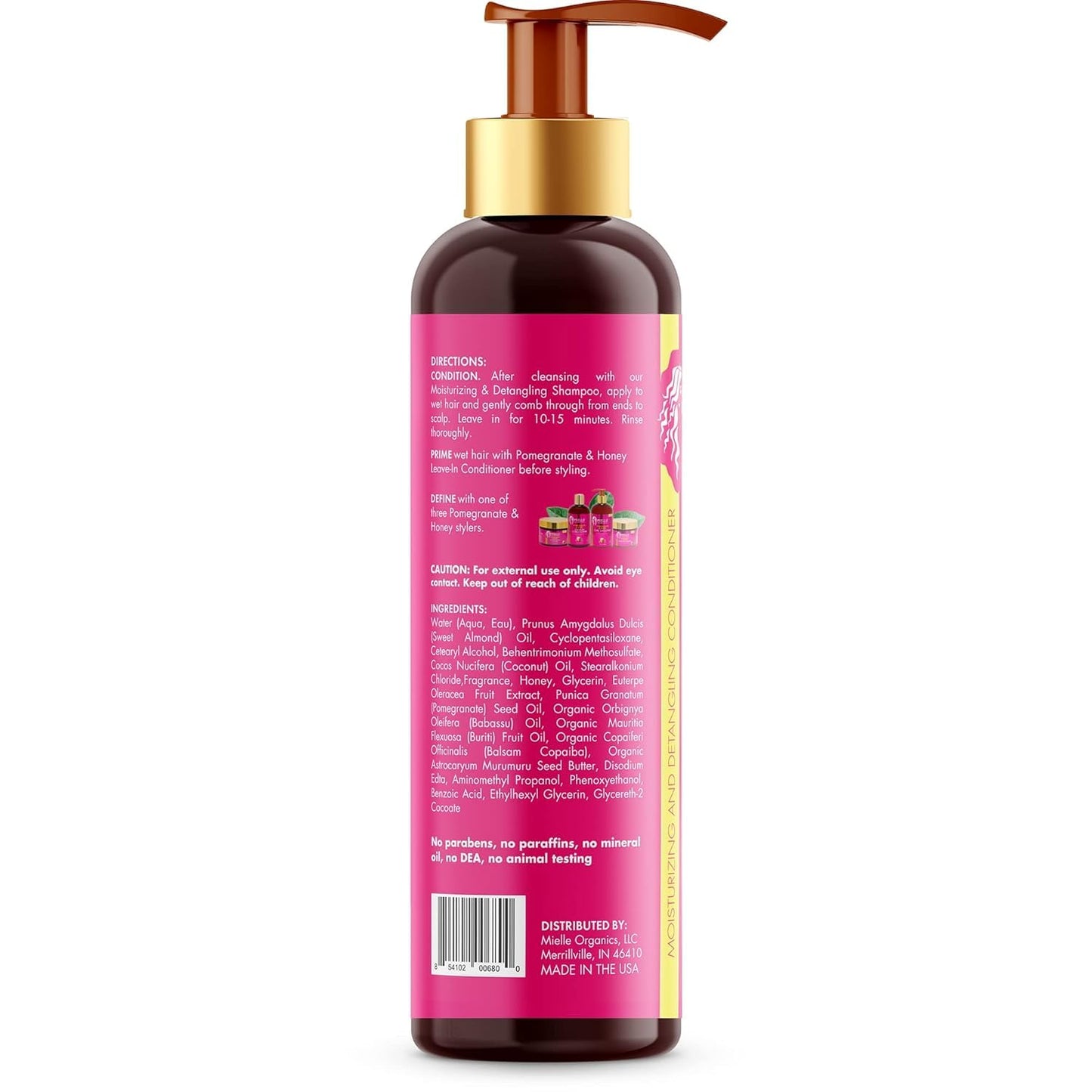 Mielle Organics Pomegranate & Honey Detangling Conditioner for Curly Hair - Deep Moisturizing Conditioner to Help Strengthen Strands, Prevents Breakage and Split Ends & Improves Hydration (12 Fl Oz)