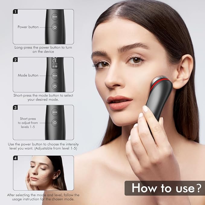 Skin Tightening Face Machine, Face Massager Tool with 5 Modes, Enhanced Absorption, Facial Neck Lifting, Firming and Pore Care