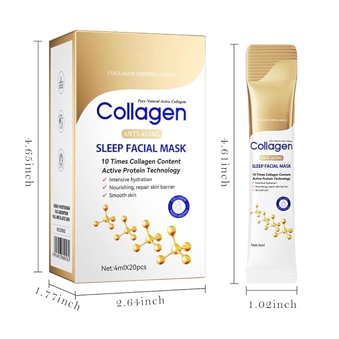 10X Collagen Anti-Aging Sleep Mask β Active Protein Technology β Intensive Hydration, Reduces Sagging & Dullness, Skin Care, Smooth & Whitilight, Cruelty-free (20PCS-Sleep Facial Mask)