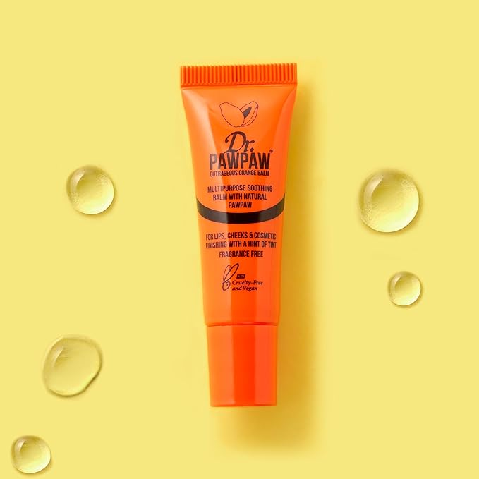Dr.PAWPAW Outrageous Orange Balm, Multi-Purpose Natural No Fragrance, for Hydrating Lips, Skin, Hair, Cuticles, Nails & Beauty Finishing (10 ml)
