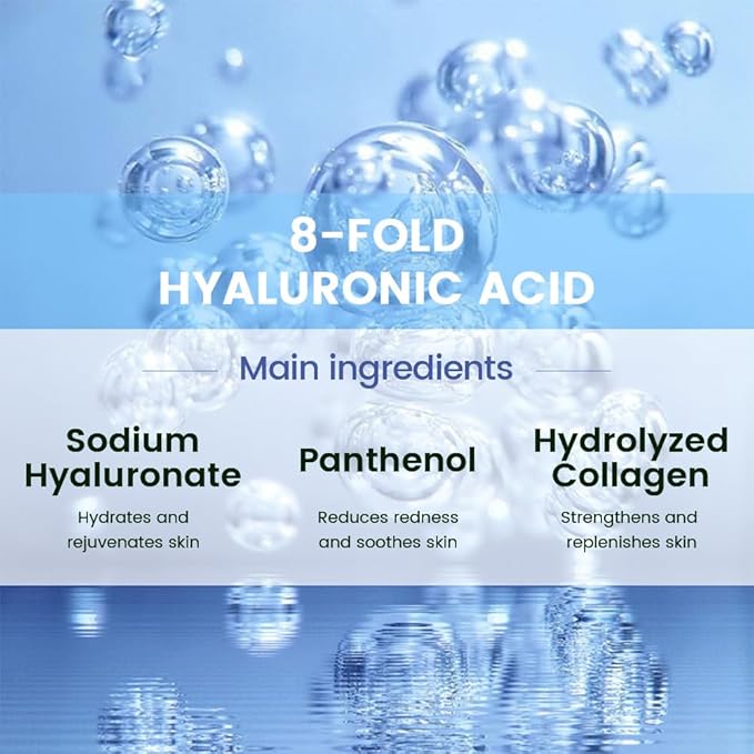 Hyaluronic Acid Face Sheet Mask Skincare,Hydrating Spa Face Mask For Sensitive Skin,Moisturize,Nourish for All Skin Types,Natural Skin Care Spa Face Mask for Women Men Girls,Pack of 6