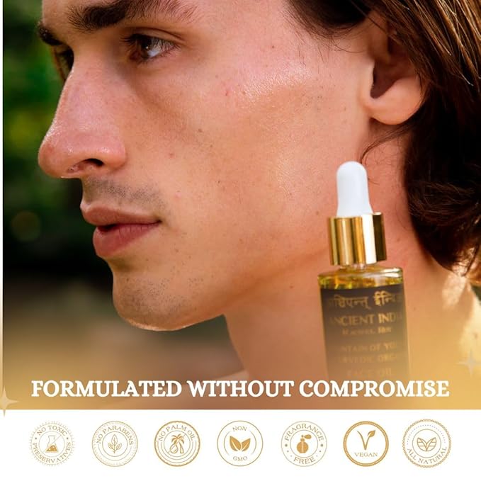 Rachel Roy Ayurvedic Organic Face Oil with 9 Active Botanicals for Radiant Skin - Anti-Aging Facial Formula with Hyaluronic Acid & Turmeric