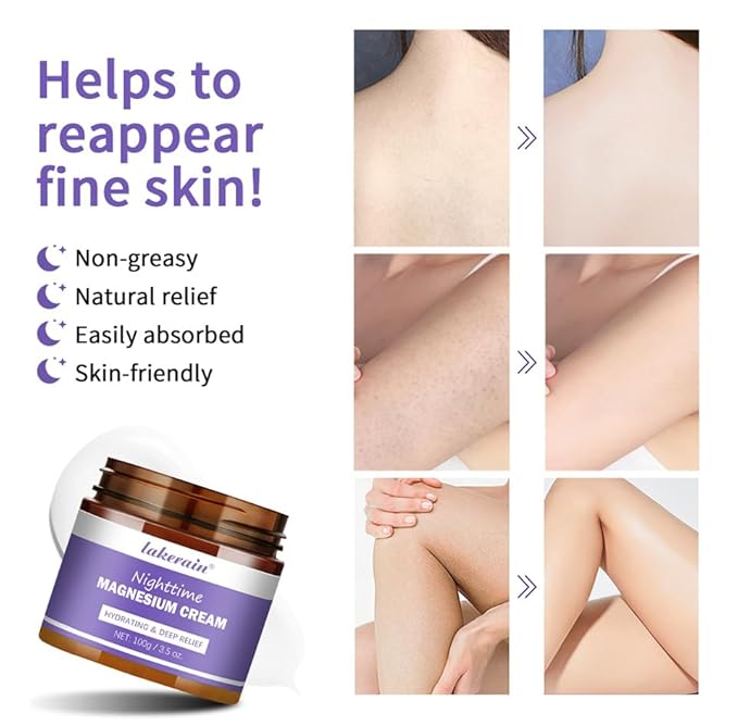 2 Pcs Magnesium Cream for Sleep, Relief Revitalizes Skin Deep Hydration Care Nighttime Magnesium Cream.