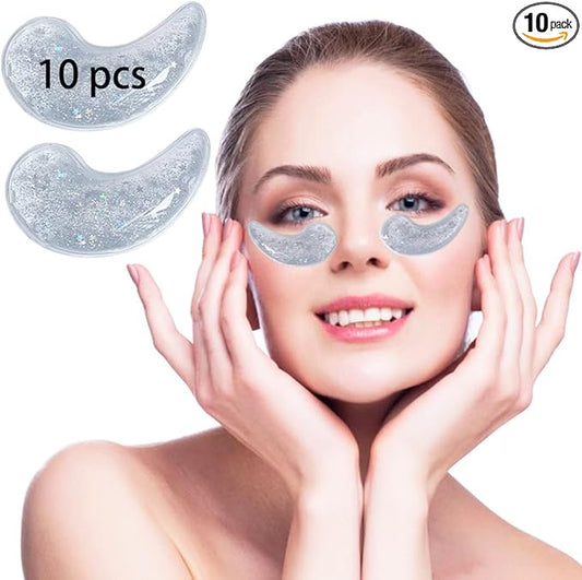 Reusable Gel Eye Ice Pack, Cooling Eye Pad, Hot & Cold Treatment for Eye Strain, Eye Swelling, Eye Redness, Puffy Eyes, Dark Circles, Smooth Fine Lines, and Eye Recover Surgery. (Clear & 10PCS)