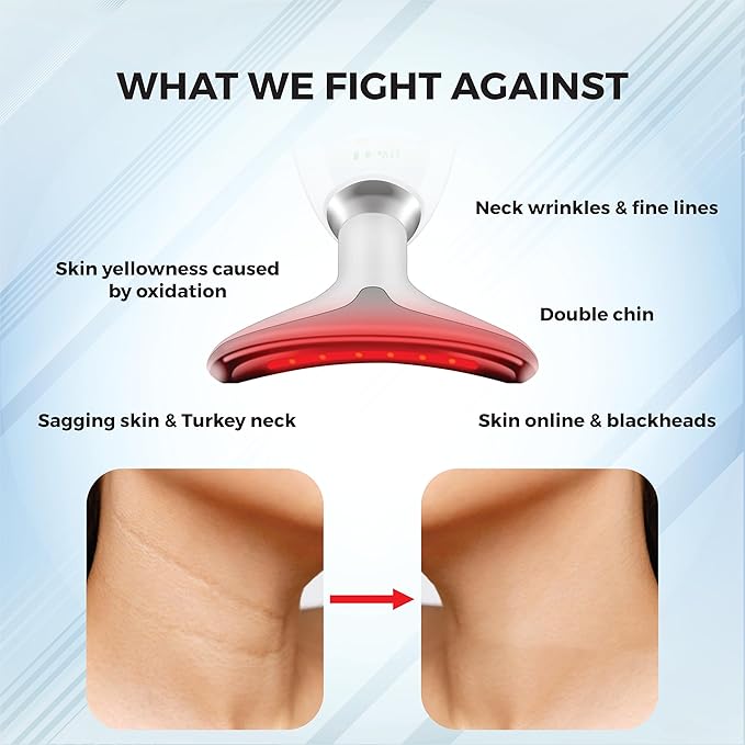 Facial Massager for Face and Neck, Red-Light-Therapy-for-Face and Neck, Face culpting Wand with 7 Color, at-Home Face Tool for Skin Care (White)