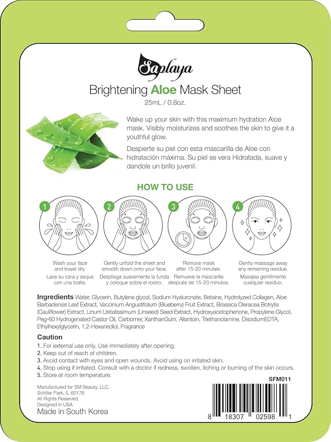 Face Masks 6 Pack Scented Facemask Sheets Skin Care Mask Single Scent K-Beauty Natural Formula