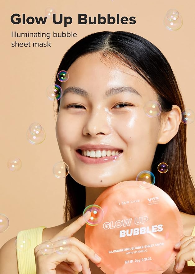 I DEW CARE Facial Skin Care Set - Glow Up Bubble & Timeout Blemish Patch & Headband | Face Sheet Mask, Cute Pimple Patches, Clear and Soothe Irritation, Blemish Treatment, Mother's Day