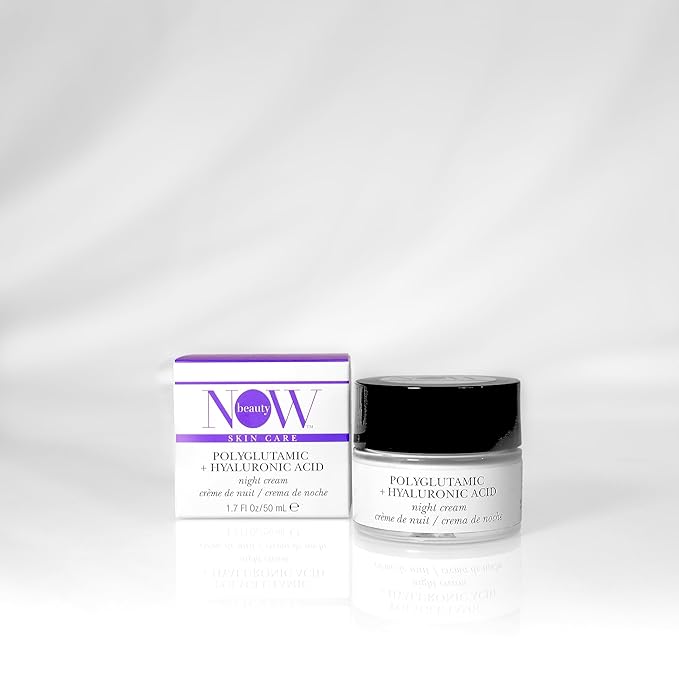 Polyglutamic Plus Hyaluronic Acid Night Cream - Deeply Hydrating Moisturizer - Overnight Anti-Aging Cream for Face - Vegan – Sulfate & Paraben Free - For Men & Women - Travel Size - 1.7 oz