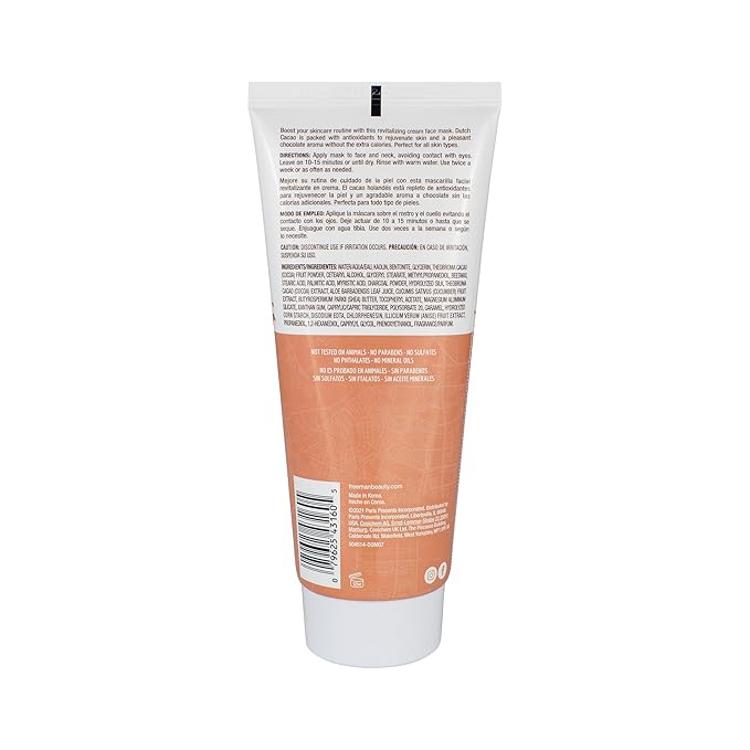 Freeman Exotic Blends Dutch Cacao Cream Face Mask, Antioxidant Rich, Rejuvenating Facial Mask Restores Skin, Chocolate Aroma, Clean Skincare, For All Skin Types, 6 fl. oz./175 ml. Tube (Pack of 3)