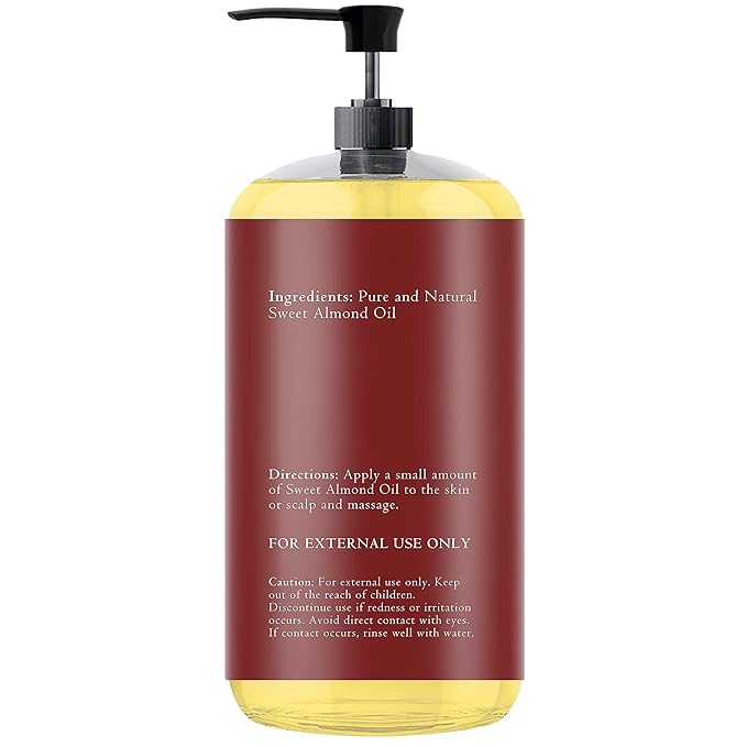 Sweet Almond Oil 16.9 fl oz - 100% Pure and Natural and Cold Pressed