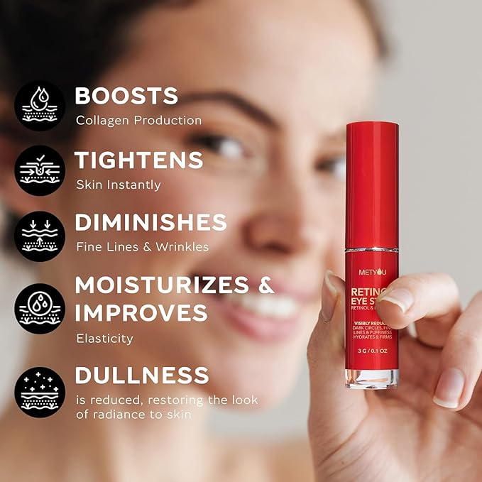 Metyou Retinol Eye Stick,Cooling&Brightening Cream Firms & Hydrates for Dark Circles,Puffiness Bags,PEPTIDES 5% Hyaluronic Acid Complex,SPF 30+ Visible Results in 3-4 Weeks(3g),Pack of 1,0.1 Ounce
