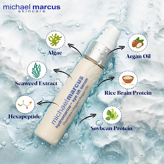 Micheal Marcus Hydromarineโข Eye Lift Serum - Reduces Wrinkles, Puffiness, Fine Line & Dark Circles - Under Eye Serum Improves Skin Elasticity, Skin texture & Brighten Complexion (30ml, 1 fl. oz)